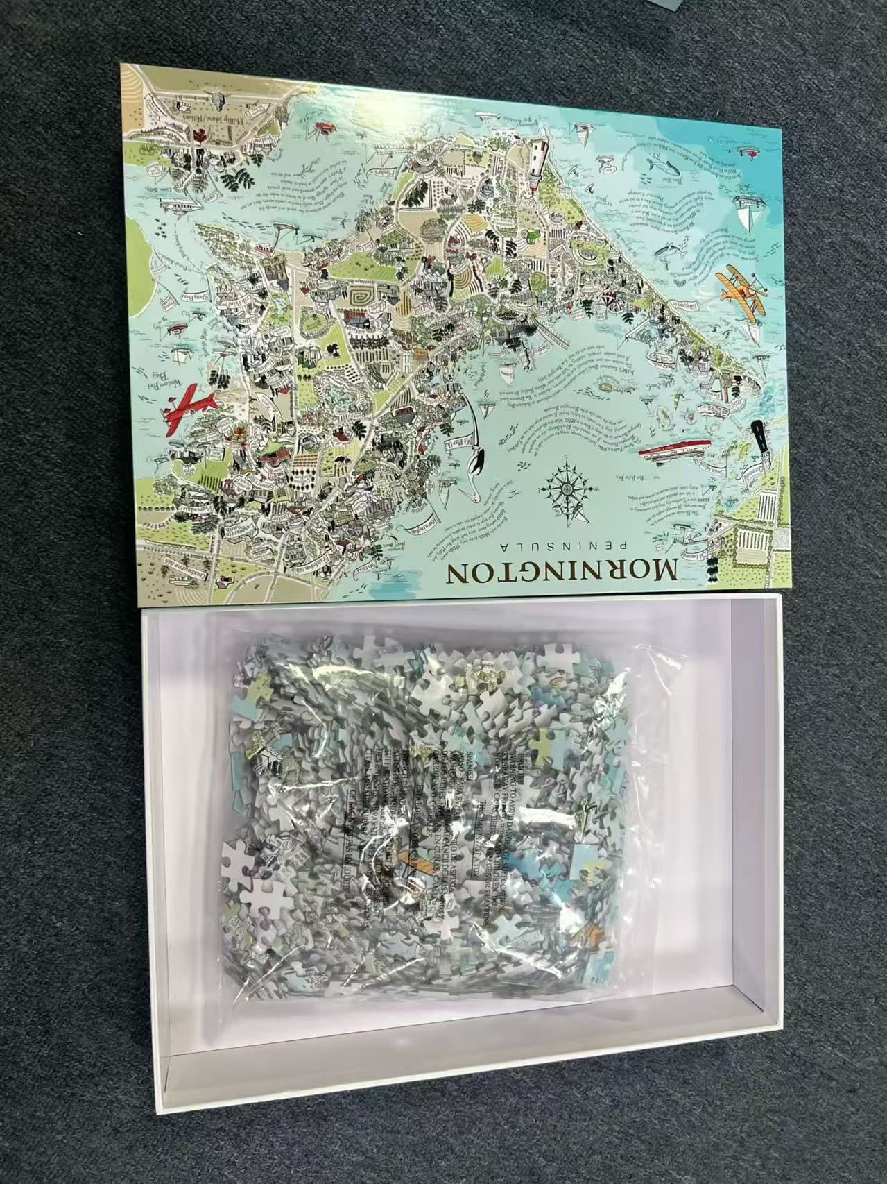 Puzzle map box packaging